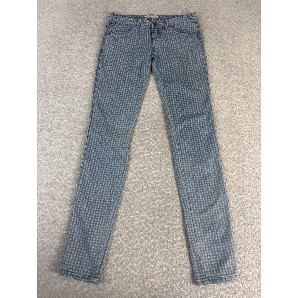 Free People Jeans Womens‎ 26 Blue Low Rise Skinny Geometric Pattern Denim